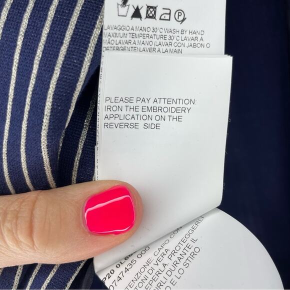 Les Copains Navy Stripe One Button Blazer Size 46 (M) - Picture 10 of 15